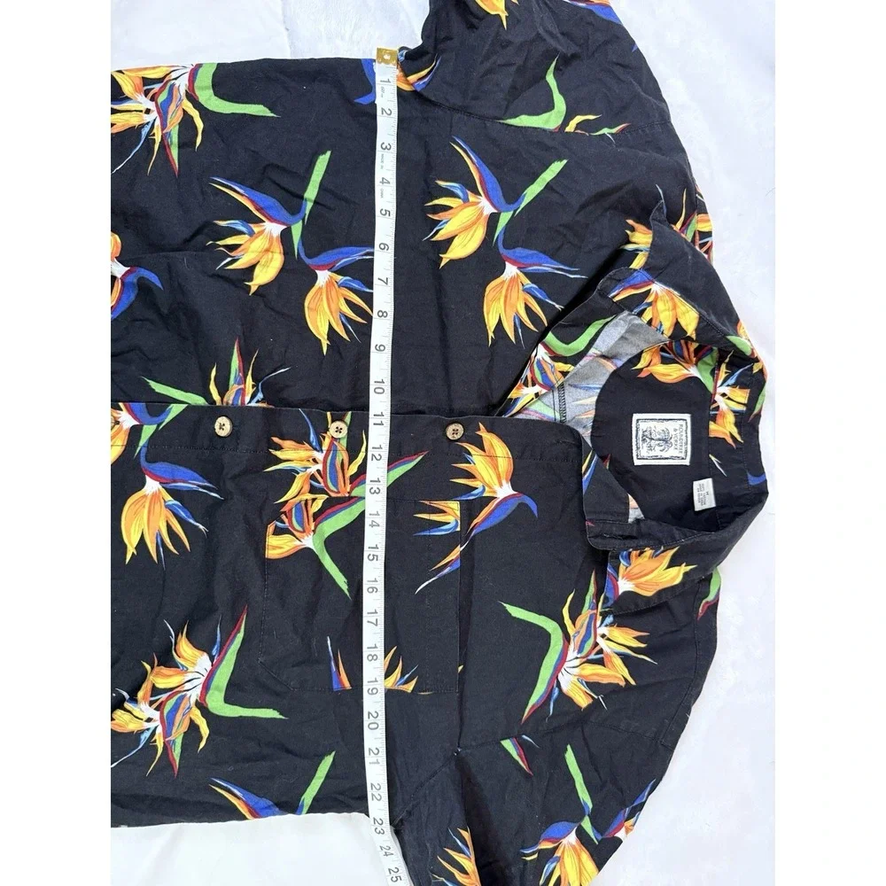 Vintage Roundtree Yorke Hawaiian Shirt M Black‎ Tropical Y2K Resort Vacation